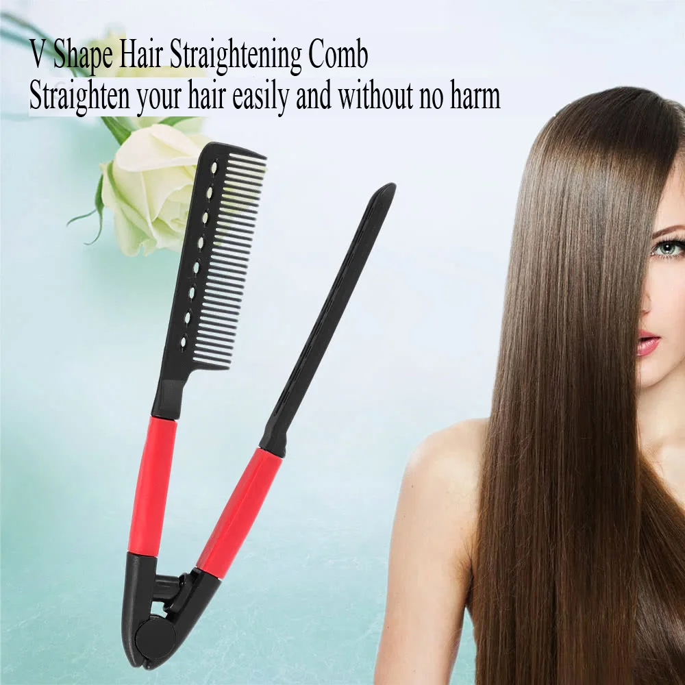 2 PCS Beauty Hair Comb Hair Straightening Comb Brush V Shape Folding Salon Hairdress Styling Tool Dress Up