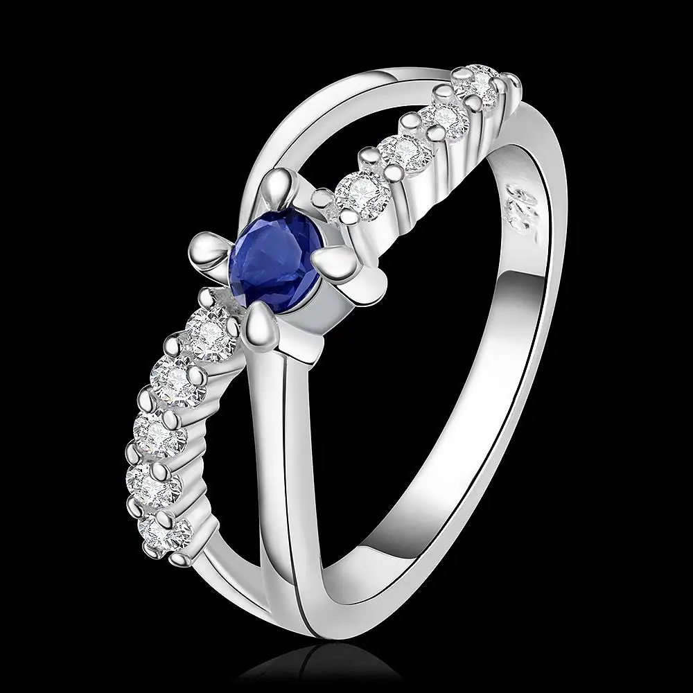 Blue Zircon Ring 925 Sterling Silver Rings For Women Jewelry jewellery