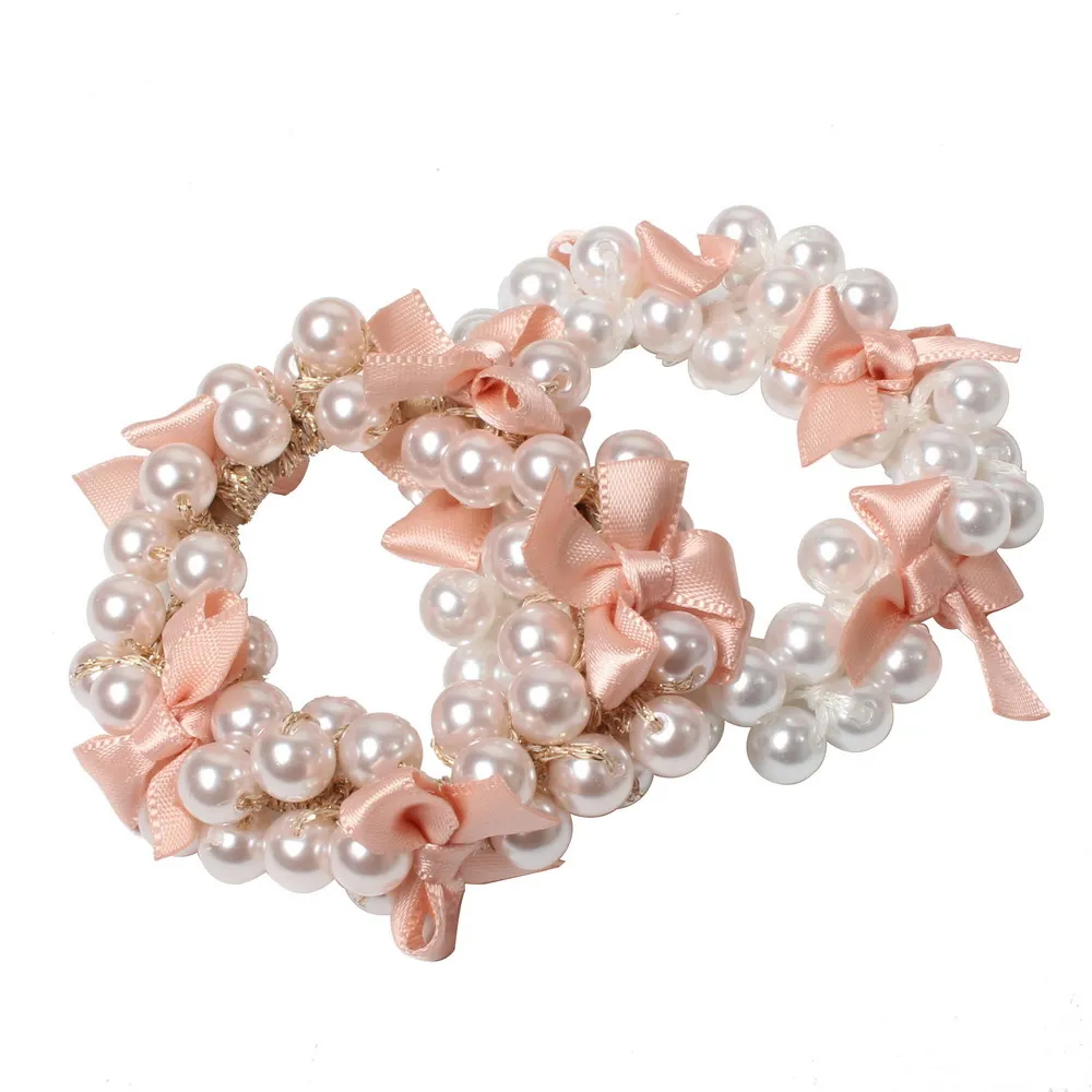 

Pearl Scrunchy Elastic Hair Bands Bow Hair Elastic Rubber Bands Ring Elegance Ponytail Holder Hair Tie For Girl Hair Accessorie