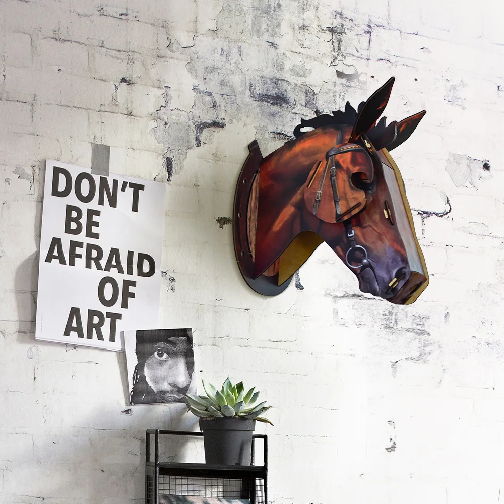

New 3D Wooden Craft Animal Deer Elk Unicorn Horse Head Wall Hanging Wood MDF Crafts Home Decorations Wall Art Decoration