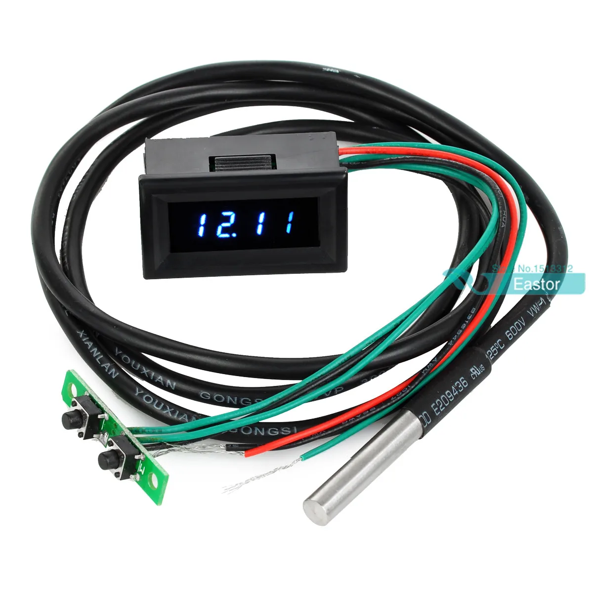 

DIY 0.30 Digital DC 0-30V Voltmeter Thermometer Clock 3in1 Meter Gauge with 1 Meter DS18B20 Temperature Sensor Probe Blue