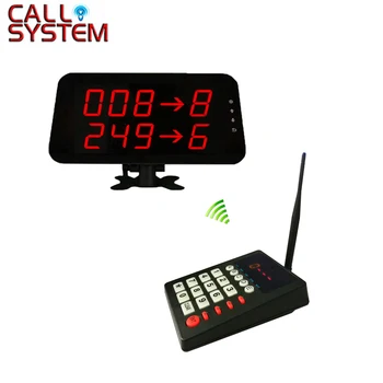 

2 lines screen kiosk Wireless restaurant fast food shop Electronic queue calling pager system 1 transmitter 1 receiver