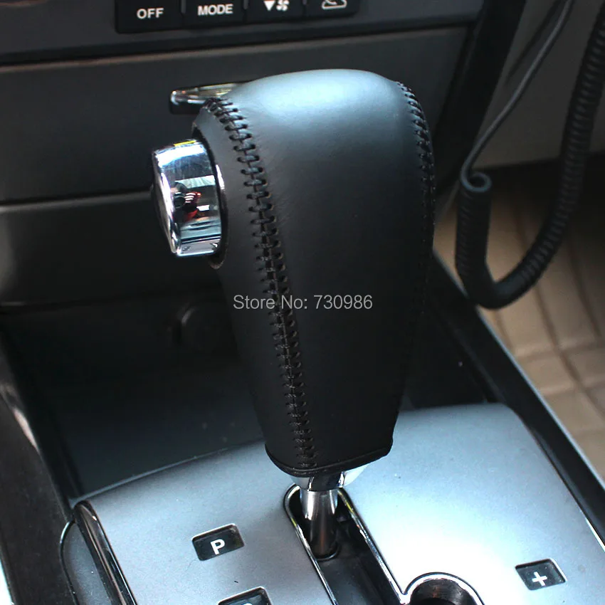 XuJi Black Genuine Leather Gear Shift Knob Cover for Kia Sorento 2004