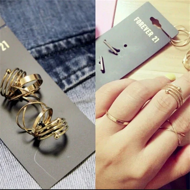 H:HYDE Hot Unique Ring Set Punk Gold Color Knuckle Rings for women Finger Ring 6 H:HYDE Hot Unique Ring Set Punk Gold Color Knuckle Rings for women Finger Ring 6