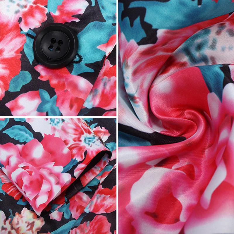 Womens Floral Long Sleeve Coat V Neck Short Outwear Overcoat Jacket Casual Party