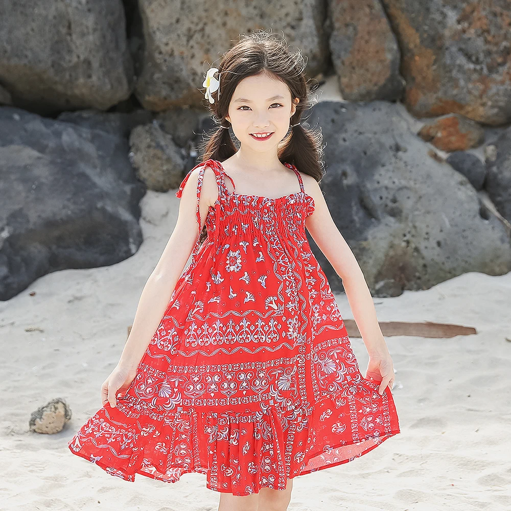 

2018 Girls Beach Dress Bohemia Sleeveless Holiday Cute Clothes for Baby Kids and Big Sisters Age 56789 10 11 12 13 14 Years Old