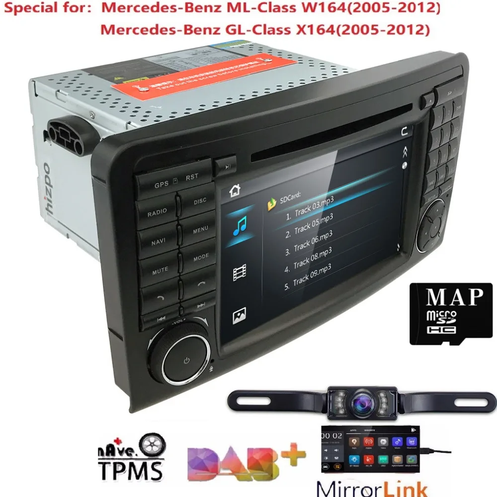 2Din автомобильный dvd-плеер для Mercedes Benz ML Class W164 GL350 X164 ML320 gps-навигация, радио, стерео BT DAB+ DTV SWC CAM карта SD TPMS