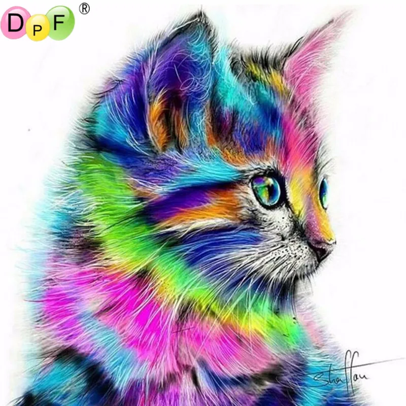 DPF 5D алмазная живопись сделай сам красочная мозаика Кот Вышивка Животных