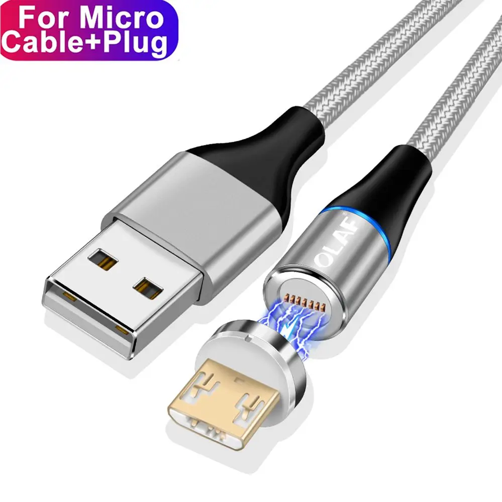 Магнитный usb-кабель OLAF 3A Micro USB type-C для iPhone XR, samsung, S9, huawei, Xiaomi, быстрая зарядка, кабель 3,0 - Цвет: Silver For Micro