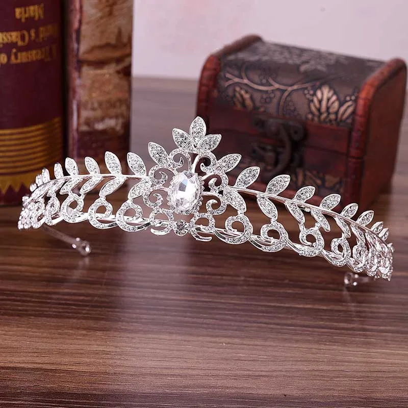 

Fashion Crystal Rhinestone Leaf Bride Tiaras and Crowns Headband Noiva Diadem Hair Jewelry Wedding Hair Accessories Gift BH