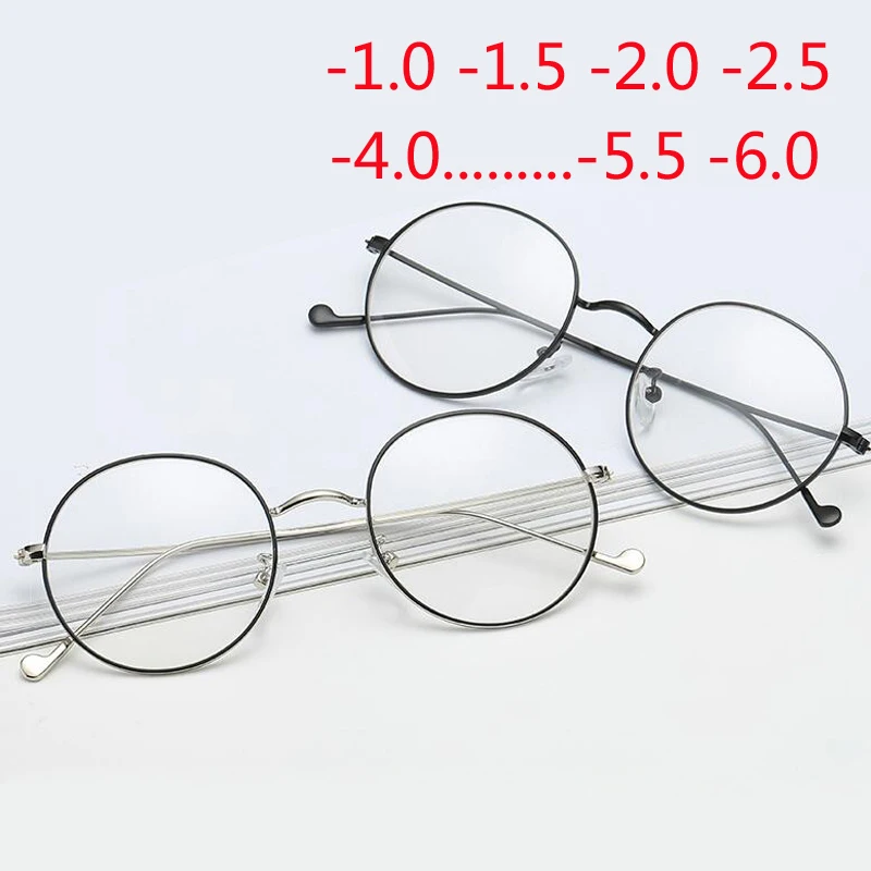 Diopter SPH 0-0.5-1-1.5-2-2.5-3-3.5-4-4.5-5-5.5-6 Metal Small Frame Myopia Prescription Optical Glasses myopia glasses prescription glasses