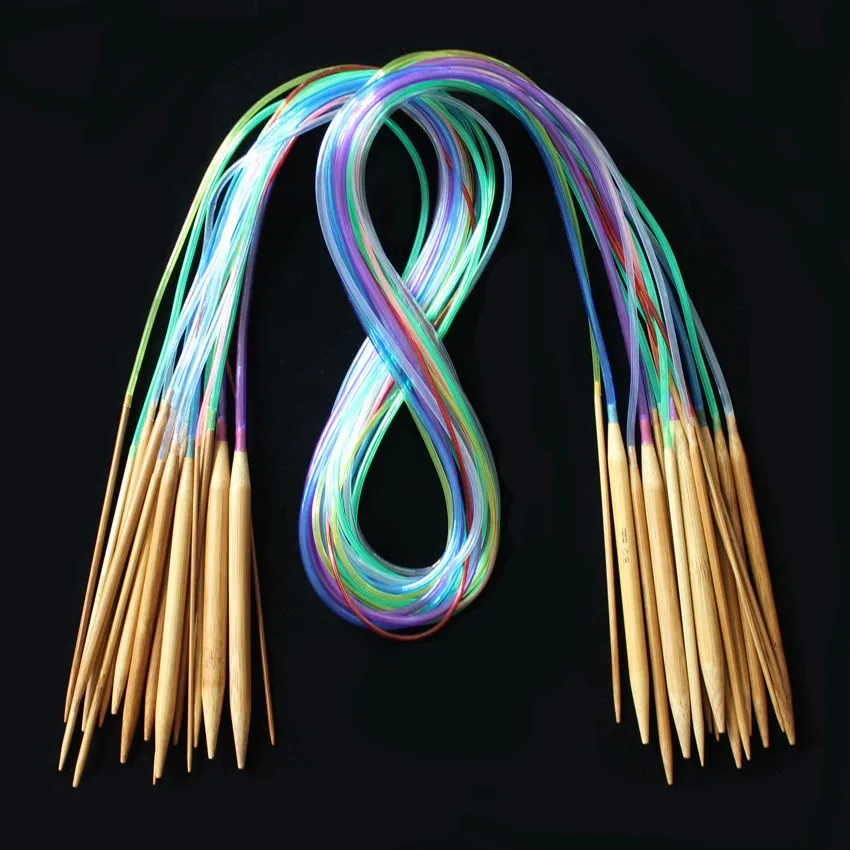 1set/18pairs 40cm Knitting Needles Sweater Needles Colors Tube Circular Needle Bodkin