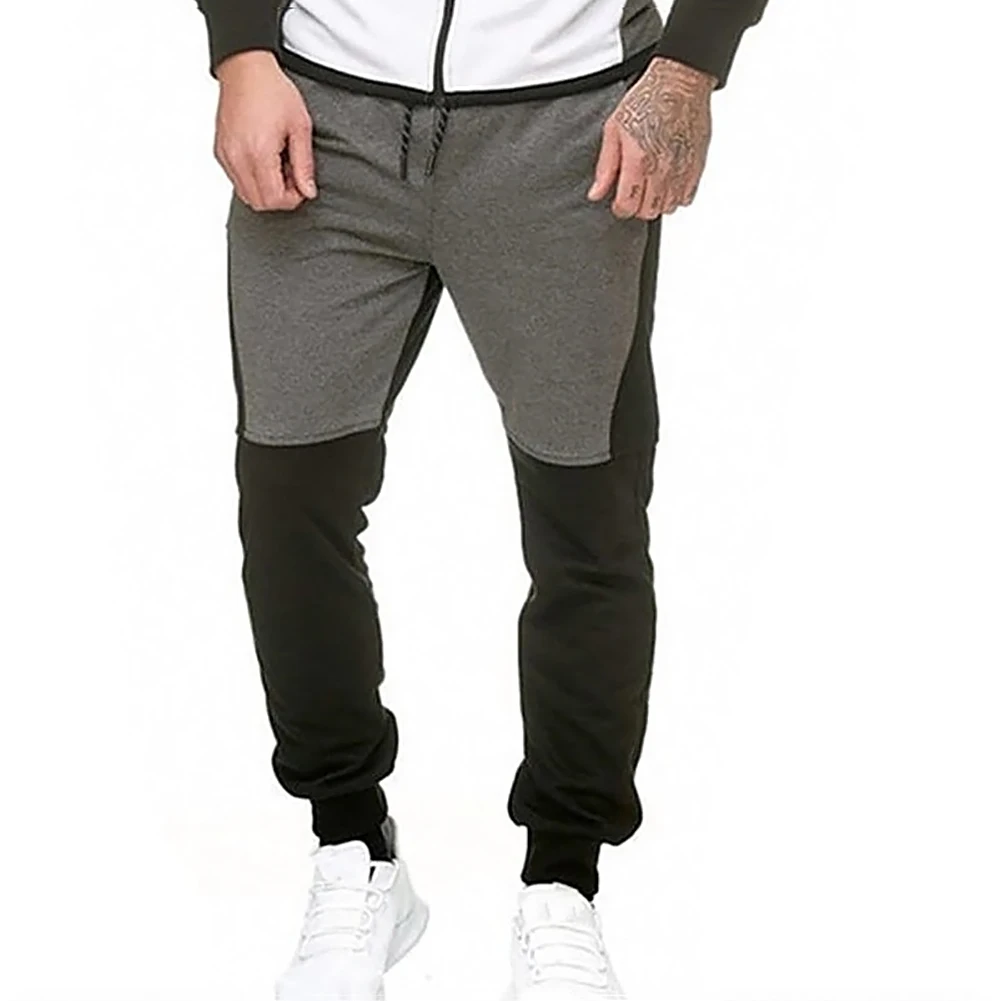 2019 мужские брюки серый черный цвет блоки лоскутные брюки весенние спортивные повседневные тренировочные брюки с завязками трикотажные