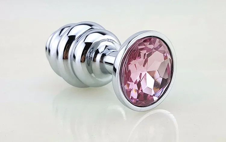New Metal Anal Plug 7 Colors Butt Plugs Toys Sex Toys for Women Stainless Steel+Crystal Jewelry Sex Products, Spiral Anal Beads 7