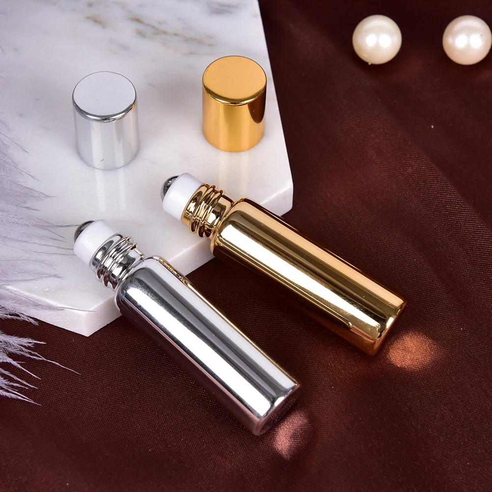 

1PCS Aromatherapy Metal Oil Perfumes Roll On 5ml Bottles With Lip Glass Roller Balls Essential