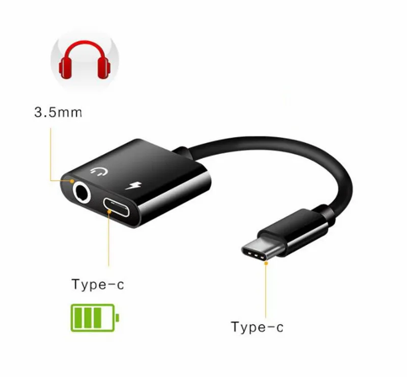 USB Type C Audio Charging Adapter 2 in 1 Type C Male to 3 5mm Headphone Charging Converter For Huawei Mate 10 Pro