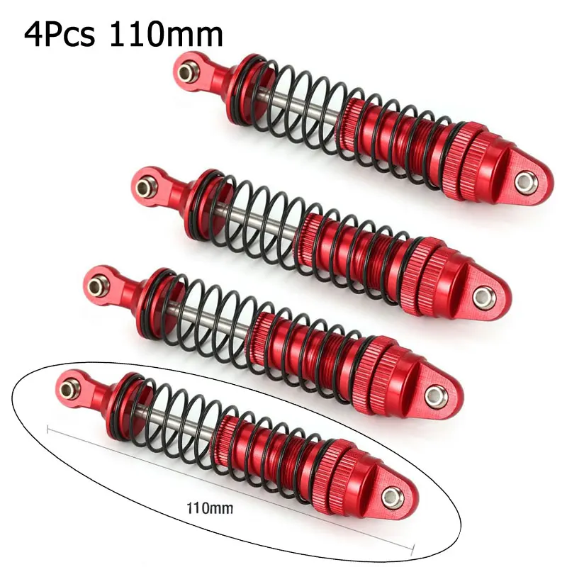 4 шт. 100 мм 110 мм амортизатор подвески для 1/10 1/12 RC автомобиль гусеничный Traxxas HSP Redcat RC4WD Tamiya Axial SCX10 D90 - Цвет: 4Pcs 110mm Red