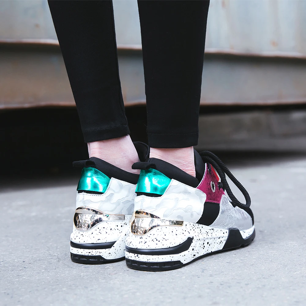 Bimolter 2018 New Autumn Brand Mixed Color Sneakers Genuine Leather Women Flats Shoes Platform Basket Femme Casual Shoes LFEB030 Women's Shoes