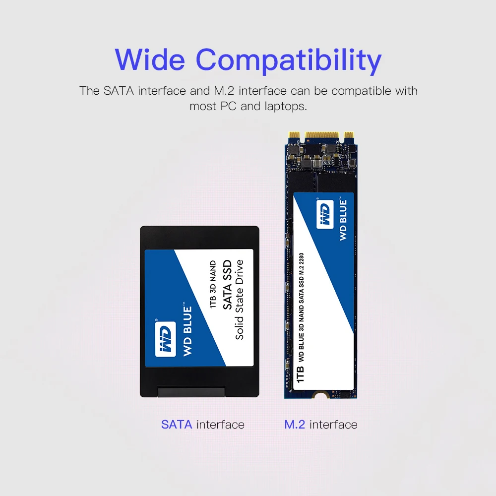  Western Digital Blue 250GB/500GB/1TB/2TB WD 3D NAND Internal Solid State SSD Hard Drive SATA 3.0 6G