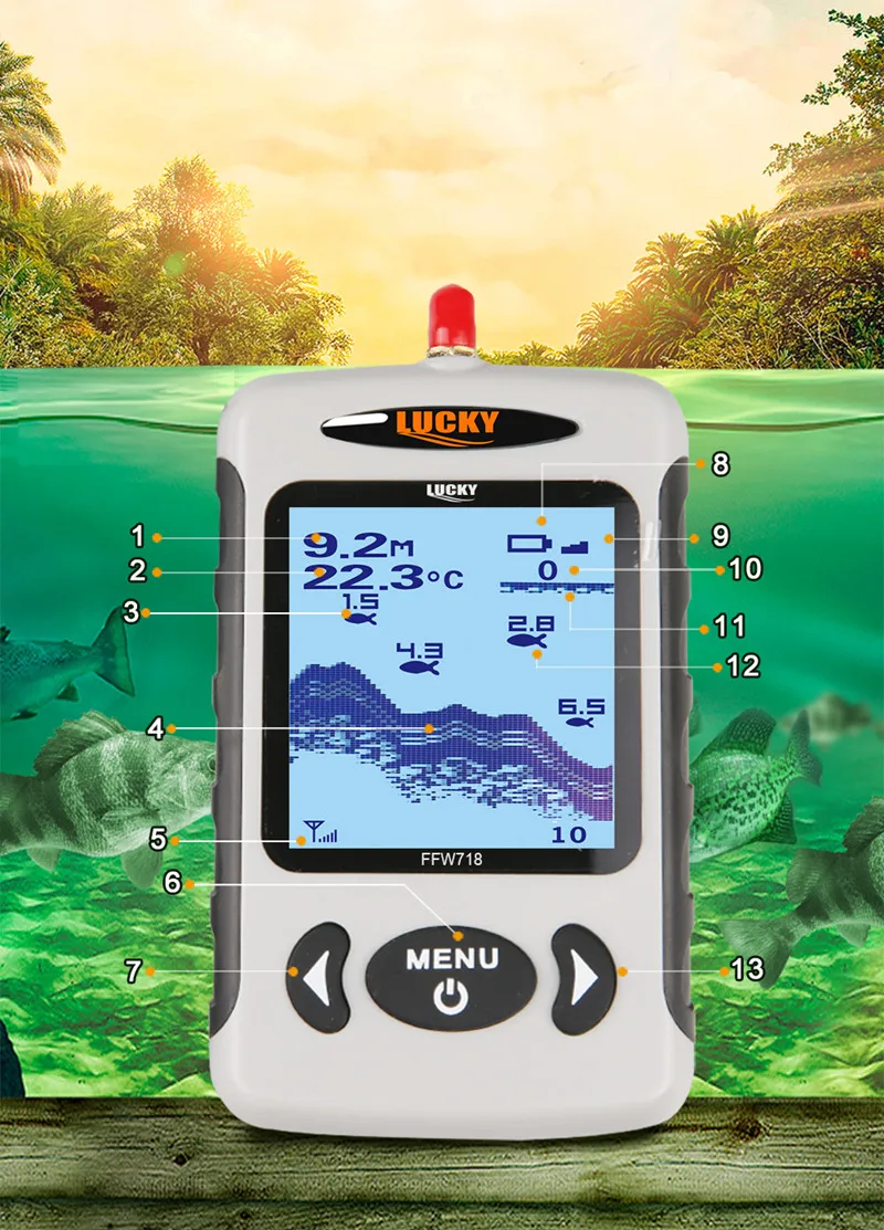 Deeper Findfish FFW718 Wireless Remote Sonar Sensor FishFinder Depth Sounder Alarm 125KHZ Water Depth Electronic Fishing Lure (9)