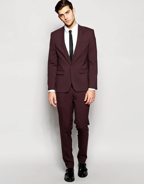 2017 latest coat pant designs burgundy slim fit mens suit formal