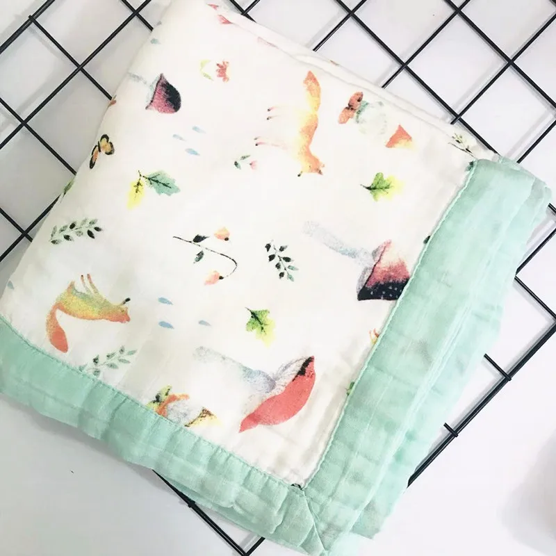 panda muslin quilt four layer bamboo baby muslin blanket Muslin Tree swaddle better than Aden Anais Baby/Blanket Infant Wrap - Цвет: four layer mushroom