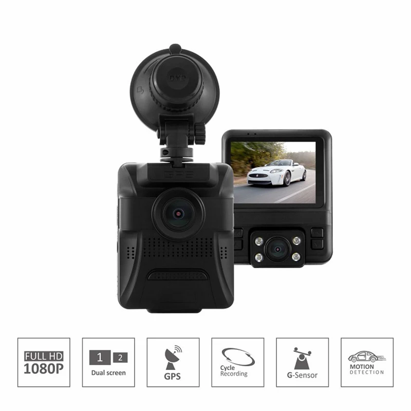 

Auto Dash Cam Car DVR Traffic Recorder Camera Tachograph Dual Lens High Definition GPS Night Vision Car DVR Vehicle Dash Display
