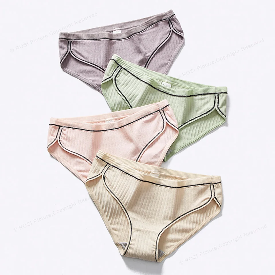 50S Combed Cotton Women's Pants Vintage Briefs Panties Solid Large Size Underwear Lingerie For Feamle Underpants Ladies 3pcsROSI