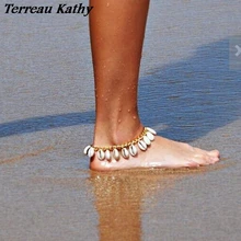 Terreau Kathy настоящая съемка богемные ювелирные изделия для ног модные индивидуальные пляжные оболочки кисточкой ножной браслет для женщин Нога цепи