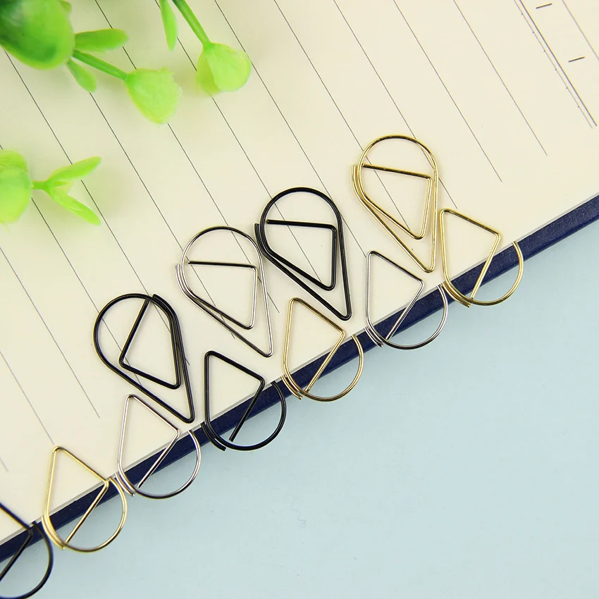 

10PCS/lot Kawaii Metal Raindrop Paper Clips Mini Creative Multifunctional Bookmark Clip Memo Clip Paper For Office School