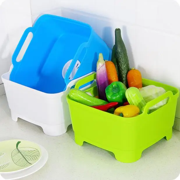 Мобильная корзина для овощей Angleterre фрукты и коробка для овощей утолщение пластиковая раковина для хранения Чистящая корзина 3 цвета
