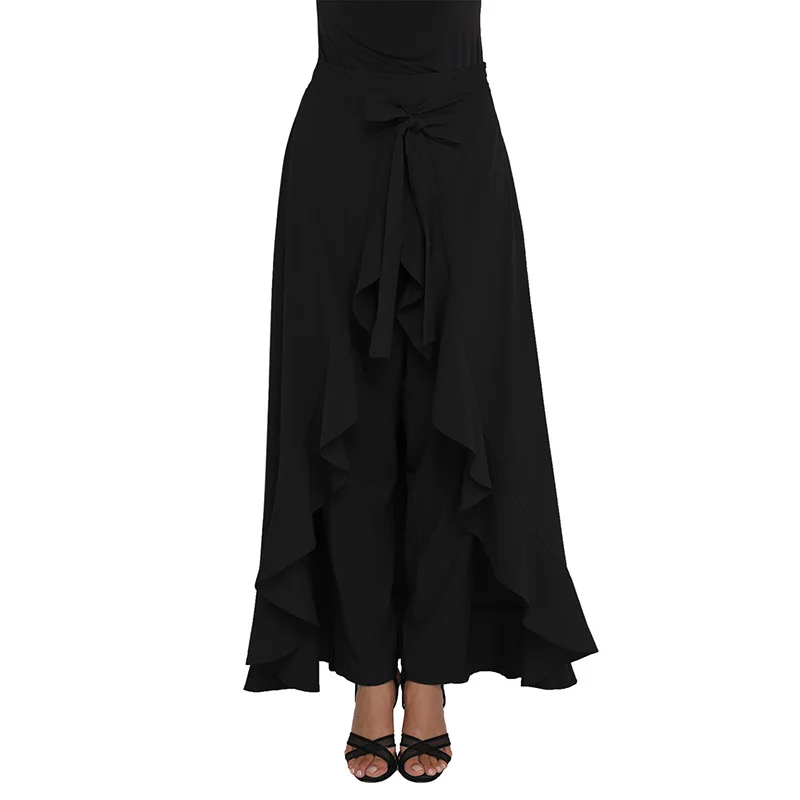 SEBOWEL Осенняя женская шифоновая юбка с завязками на талии, штаны с оборками, юбка винтажного размера плюс, асимметричная Весенняя длинная свободная юбка макси