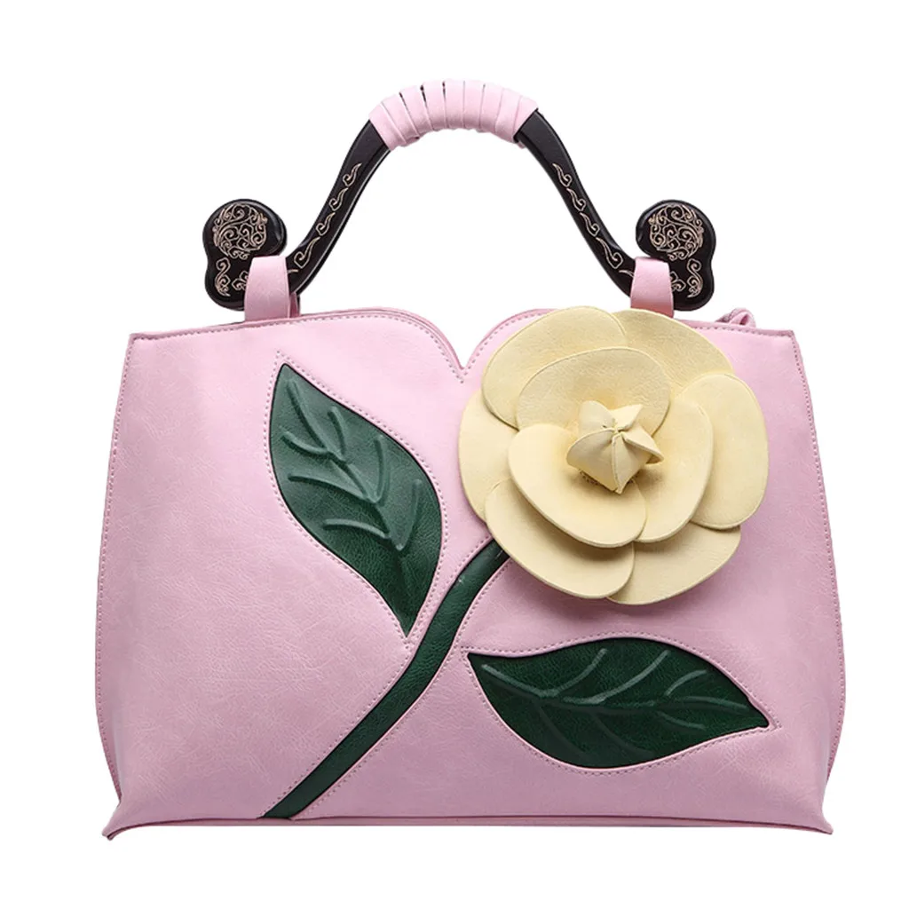 Luxury Handbags Women Classic Rose Tote Zipper Ethnic Wind Shoulder Bag Retro Handbags Lady Sac Main Femme Dropshipping YJJ2