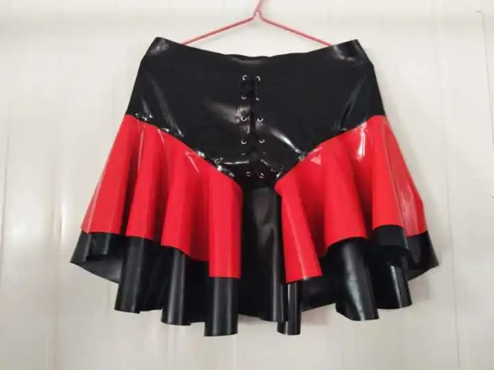 

Rubber Skirts Women Red and Black Sexy Fashion 0.4mm Size XXS-XXL