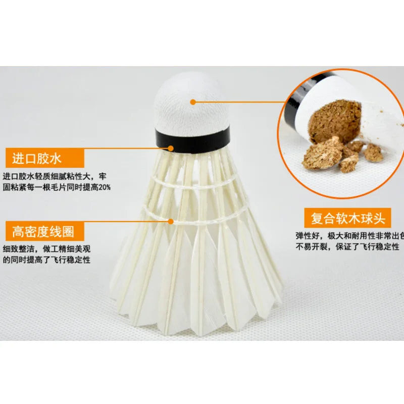 Nueva 12 unids/lote profesional Bádminton bolas portátil ganso blanco Plumas entrenamiento Bádminton bola shuttlecocks deportes Accesorios Nueva 12 unids/lote profesional Bádminton bolas portátil ganso blanco Plumas entrenamiento Bádminton bola shuttlecocks deportes Accesorios