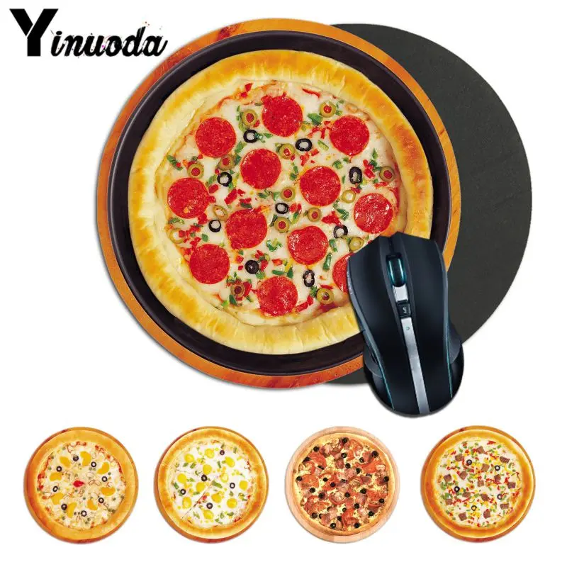 

Yinuoda cute delicious Pizza Food Soft Rubber Professional Gaming Mouse Pad Computer Natural Rubber Round Gaming Mouse Pad