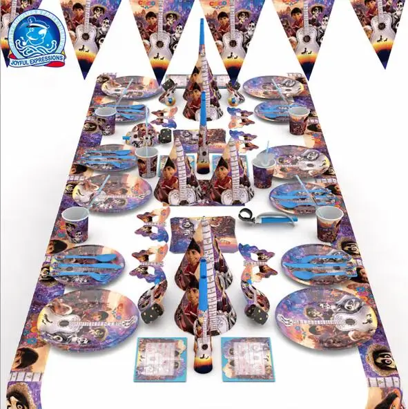 84 pçs lot dreambound pacote de tema de coco de viagem crianças decoração de aniversário conjunto tema fontes de festa de aniversário do bebê pacote de festa de aniversário