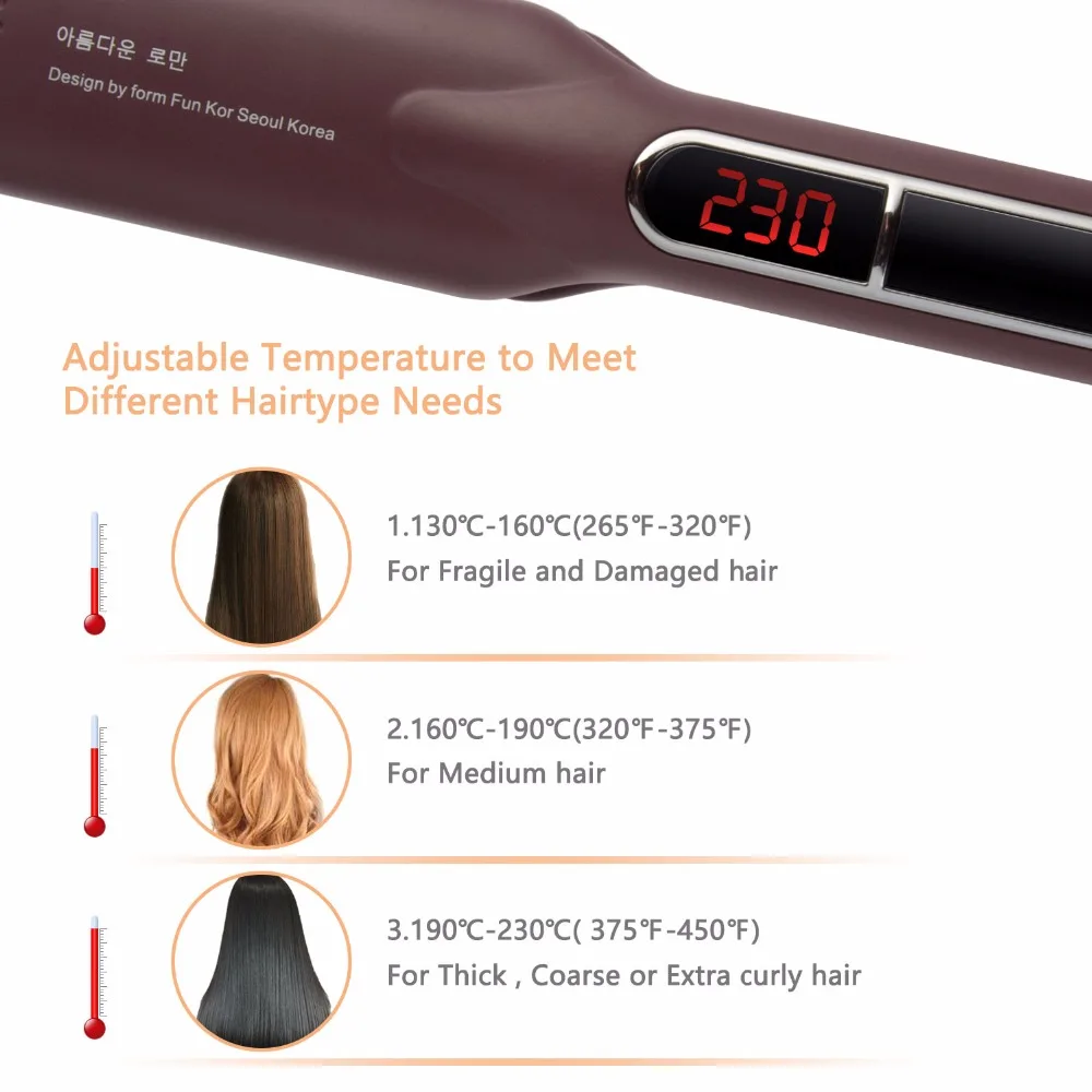 RUCHA korean hair straightener tourmaline floating plates wet dry iron styling tools (3)