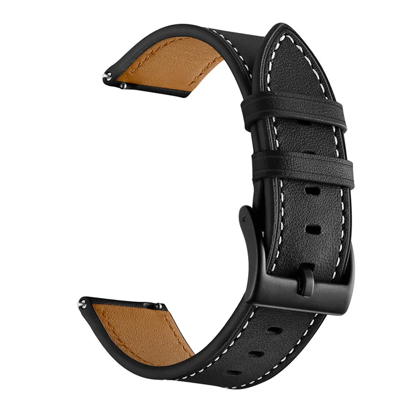 20 мм ремешок для Xiaomi Mijia, кварцевые часы, кожаный ремешок, спортивные умные часы, ремни, браслет, металлическая пряжка, ремень ZZQing - Цвет: black