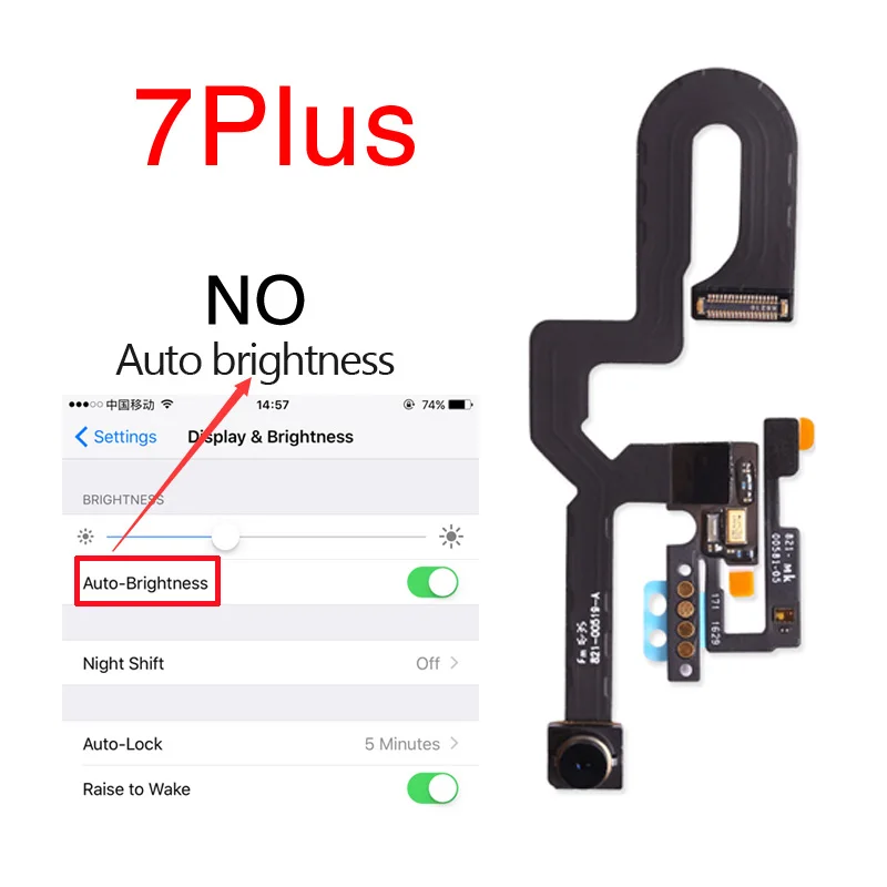 1 шт. для iPhone 7G 7 Plus световой датчик приближения маленькая фронтальная камера с гибким креплением кабель с камерой пластиковое кольцо держатель запчасти - Цвет: 7P No Brightness
