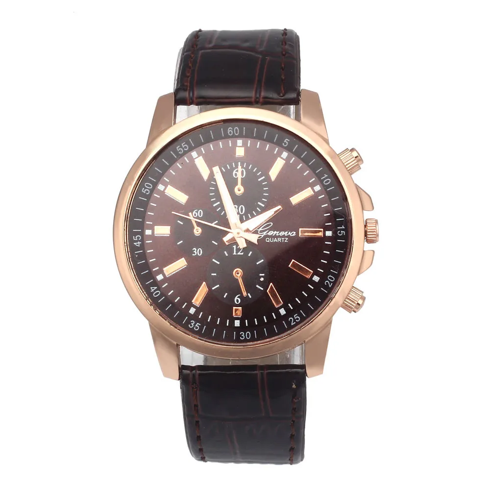

2019 men watches top brand luxury Geneva Analog Dial Quartz Sport Wrist Leather strap sport
