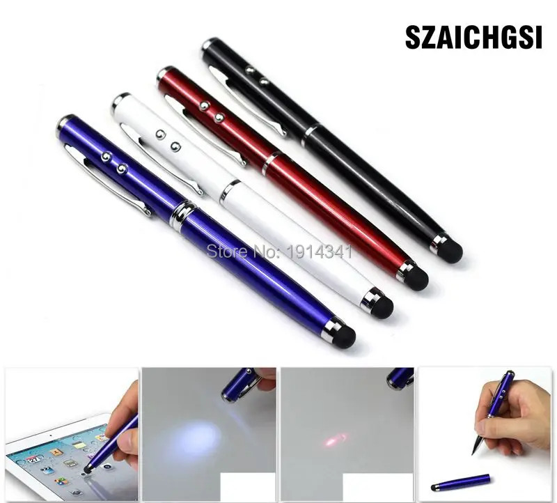 

SZAICHGSI 4 in 1 Laser Pointer LED Torch Touch Screen Stylus Ball Pen for iPhone 7 6 5 for mobile phone wholesale 500pcs/lot