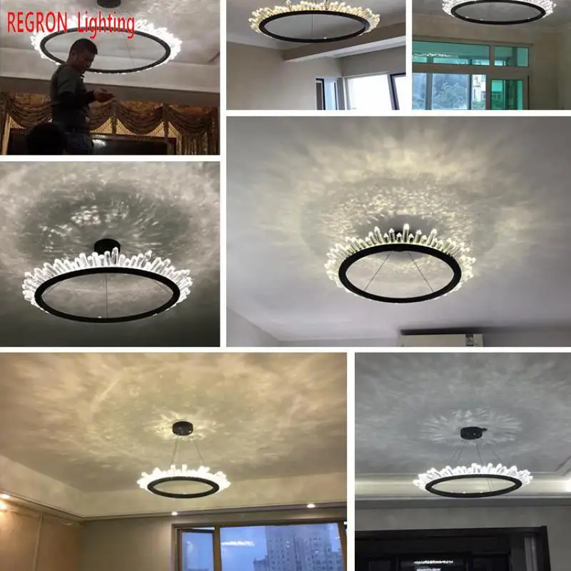 Regron пост современная люстра круглый большой кристалл Led Lamparas для церкви гостиной