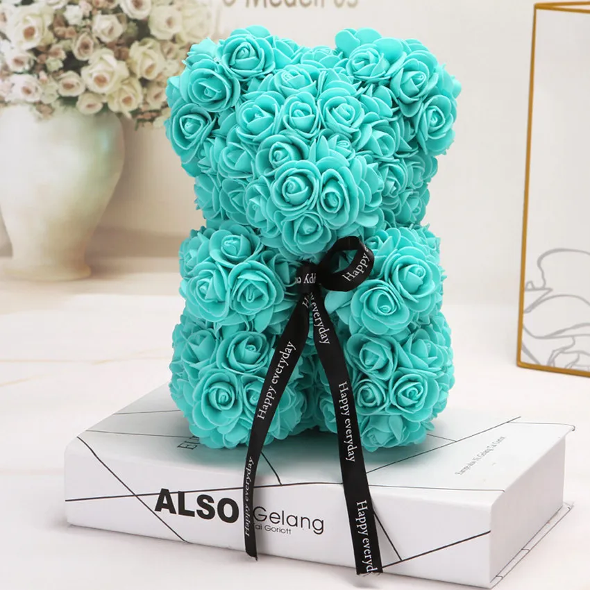 Tiffany 25cm No Box Горячая Распродажа, подарок на день Святого Валентина, 25 см, красная роза, плюшевый мишка, цветок розы, искусственное украшение, рождественские подарки для женщин, подарок на день Святого Валентина - Цвет: Tiffany 25cm No Box