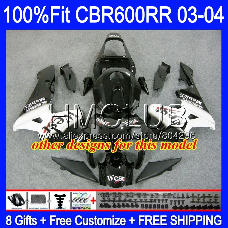 Литые изделия для Honda CBR600 RR CBR 600RR 600F5 03 04 Глянцевый черный 63HM. 5 CBR600F5 CBR600RR F5 03 04 CBR 600 RR 2003 2004 Обтекатель