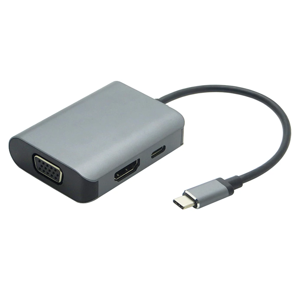 5 шт./партия 3 в 1 USB 3,1 USB C type C для VGA 4 K 60Hz HDMI type C зарядка PD адаптер концентратор для VGA кабель ноутбука