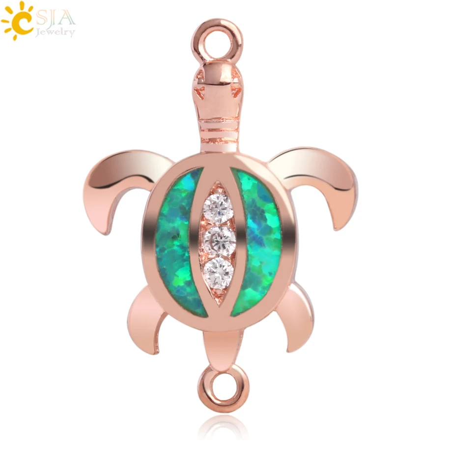 CSJA огненный Опаловый коннектор морской морские животные Черепаха розовое золото