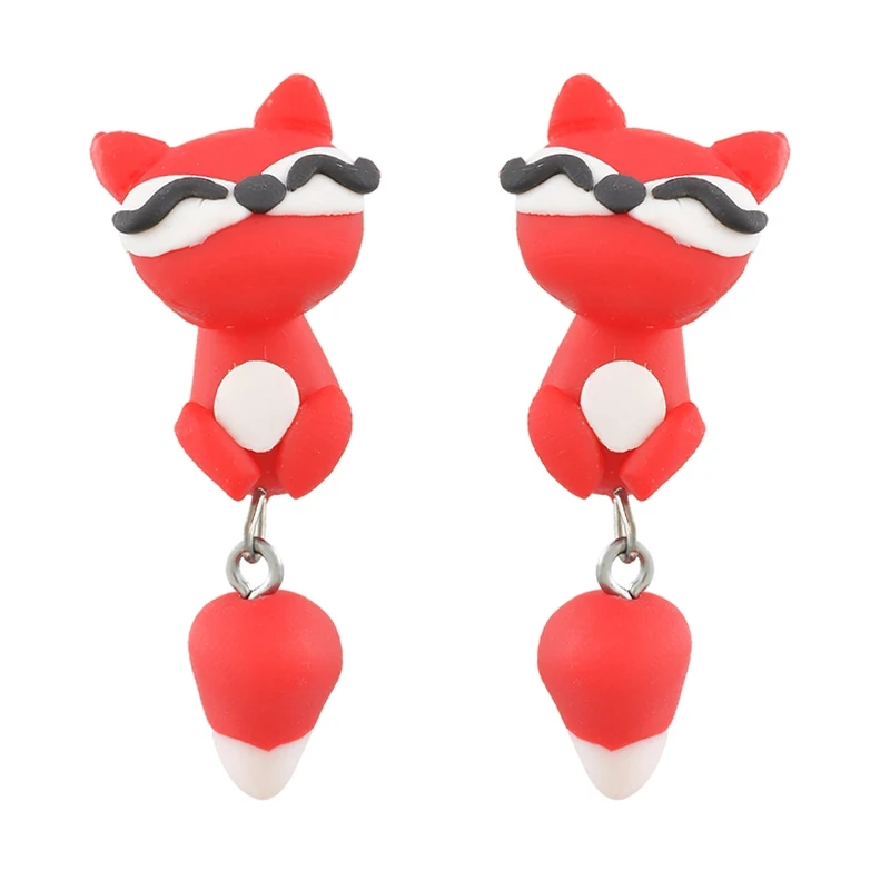 LASPERAL Handmade Cute Lovely Animal Earrings With Tail Polymer Clay