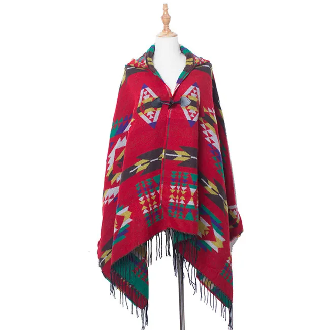 Модные зимние пончо Feminino Inverno с Кепки Boho богемный мягкий Одеяло негабаритных бахромой шарф палантины шали - Цвет: 01