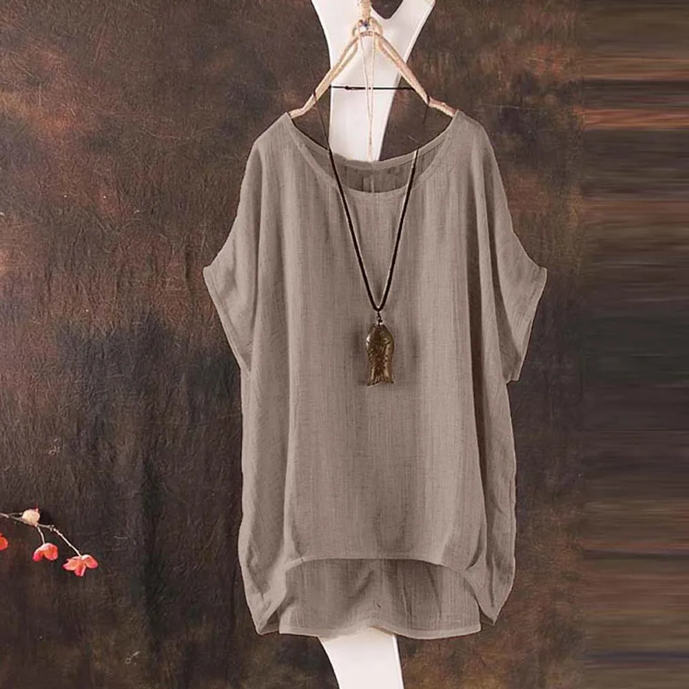 

Womens Bat Short Loose Top Thin Section Blouse Sleeve Casual Shirt Pullover HX0423